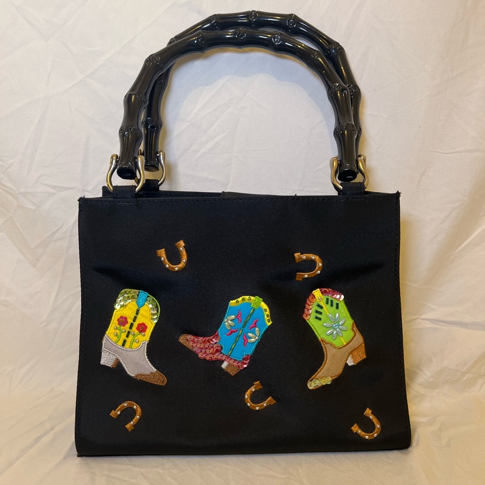 Fun Cowboy Boot Embroidered Nylon Purse!